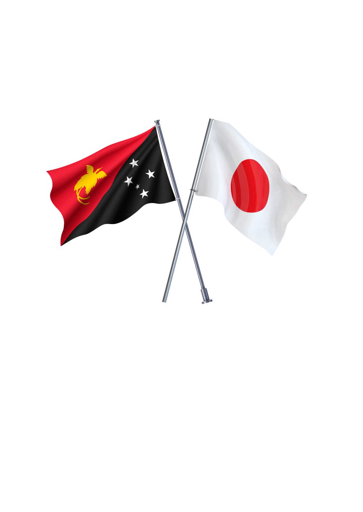 Japan and Papua New Guinea flags